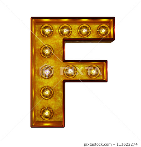 Light bulb alphabet letter F. 113622274