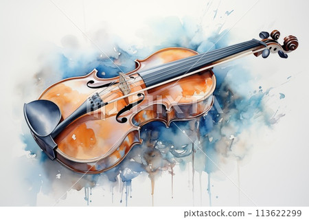 violin watercolor by Generative AI 113622299
