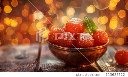 sweets Gulab jamun made of sweetened milk, flour and sugar 113622522