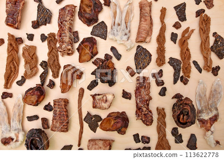 Natural treats for pets. dried meat products to feed and motivate dogs Natural treats for pets. dried meat products to feed and motivate dogs 113622778