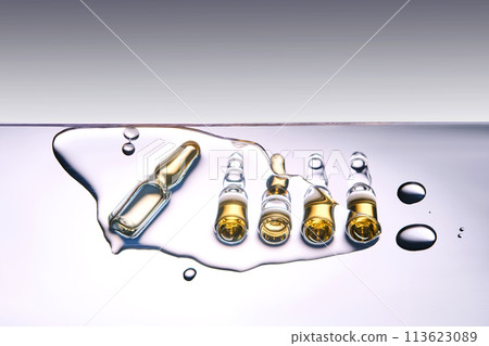 Ampoules in liquid, bottom view. 113623089