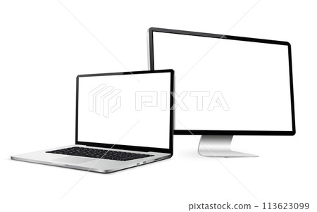 Responsive web design computer display with laptop isolated Responsive web design computer display with laptop isolated 113623099