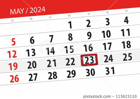 Calendar 2024, deadline, day, month, page, organizer, date, May, thursday, number 23 113623110