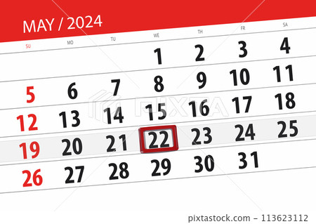 Calendar 2024, deadline, day, month, page, organizer, date, May, wednesday, number 22 113623112