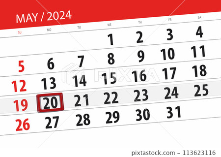 Calendar 2024, deadline, day, month, page, organizer, date, May, monday, number 20 Calendar 2024, deadline, day, month, page, organizer, date, May, monday, number 20 113623116