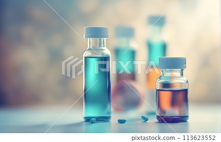 Abstract blur backdrop of medicine-related items 113623552