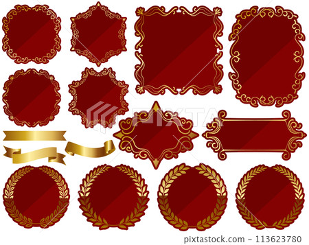 A set of 12 luxurious frames in red and gold A set of 12 luxurious frames in red and gold 113623780