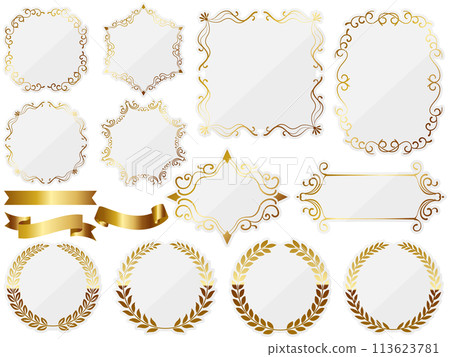 12 個豪華鏡框套裝，白色和金色 113623781