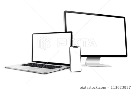 Laptop with computer screen and modern smartphone mockup 113623937