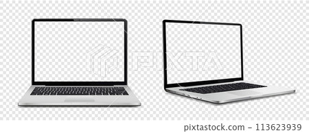 Laptop computer with transparent screen on transparent background Laptop computer with transparent screen on transparent background 113623939
