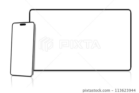 Realistic mockup tablet and smartphone with empty screens. Phone and tablet mockup. Realistic mockup tablet and smartphone with empty screens. Phone and tablet mockup. 113623944