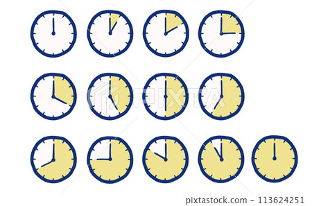 Analog clock set of 5 minute icons 113624251