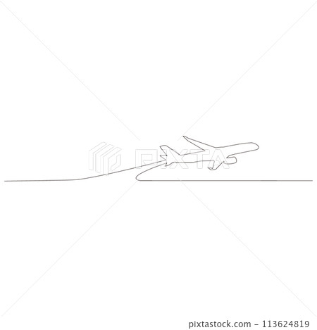 Simple airplane outline sketch illustration drawn with lines Vector 113624819