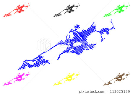 Lake Chott Ech Chergui (Africa, People's Democratic Republic of Algeria) map vector illustration, scribble sketch map 113625139