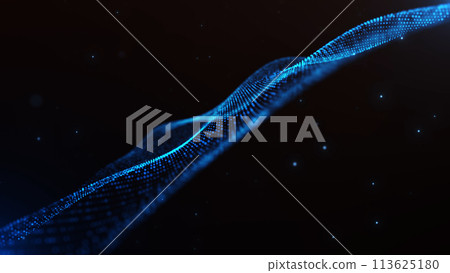 Digital cyberspace futuristic energy blue lighted wave made with particles flowing with lines and connection points, motion looping abstract background for business and ceremonies. Digital cyberspace futuristic energy blue lighted wave made with particles flowing with lines and connection points, motion looping abstract background for business and ceremonies. 113625180