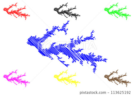 Lake Kyoga (Africa, Republic of Uganda) map vector illustration, scribble sketch Kojweri, Kwania and Nakuwa map 113625192