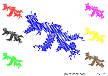 Lake Lagdo Reservoir (Africa, Republic of Cameroon) map vector illustration, scribble sketch map Lake Lagdo Reservoir (Africa, Republic of Cameroon) map vector illustration, scribble sketch map 113625194
