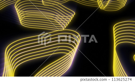 Golden lines abstract  topography background. Premium golden lines revealing topographic pattern on dark background with soft violet light. 113625274
