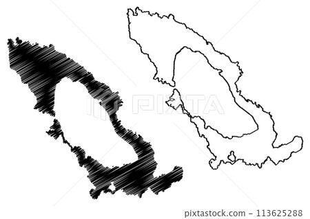 Lake Toba (Republic of Indonesia, Sumatra) map vector illustration, scribble sketch Danau Toba map 113625288