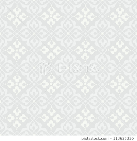 Floral arabesque line seamless pattern. Flourish fabric texture. Ornamental floral garden retro background. Floral arabesque line seamless pattern. Flourish fabric texture. Ornamental floral garden retro background. 113625330