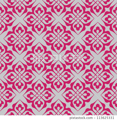 Floral arabesque line seamless pattern. Flourish fabric texture. Ornamental floral garden retro background. Floral arabesque line seamless pattern. Flourish fabric texture. Ornamental floral garden retro background. 113625331