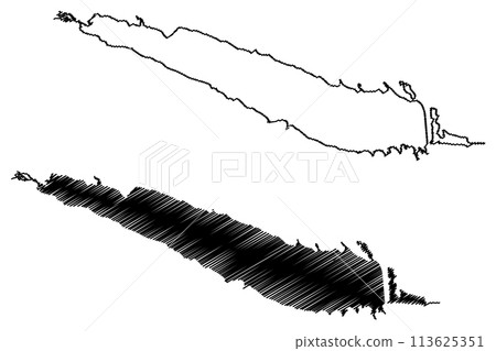 Lake McConaughy and Ogallala Reservoir (United States of America, North America, us, usa, Nebraska) map vector illustration, scribble sketch Kingsley Dam map 113625351