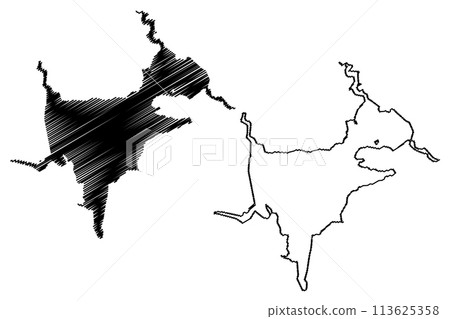 Lake of North (Canada, United States, North America, us) map vector illustration, scribble sketch North Lake map Lake of North (Canada, United States, North America, us) map vector illustration, scribble sketch North Lake map 113625358