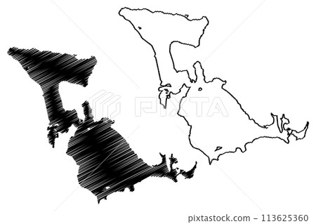 Lake North Fowl and South Fowl (Canada, United States, North America, us) map vector illustration, scribble sketch map 113625360