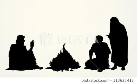 Vector drawing. Man sitting on the ground Vector drawing. Man sitting on the ground 113625412