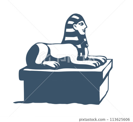 Vector drawing. Egyptian sphinx monument 113625606