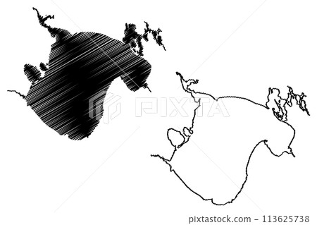 Lake Winnibigoshish Reservoir (United States of America, North America, us, usa, Minnesota) map vector illustration, scribble sketch Winnibigoshish Dam map 113625738