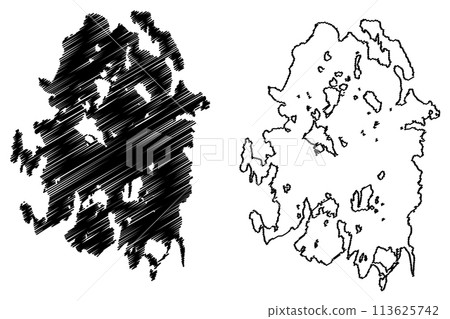 Lake Nipigon (Canada, North America) map vector illustration, scribble sketch Lake Winipigoos or Nipigon map 113625742