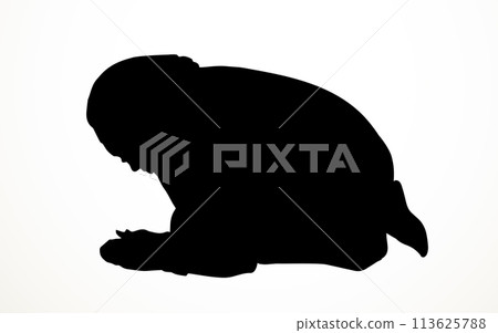 Vector drawing. Egyptian girl bow in praying Vector drawing. Egyptian girl bow in praying 113625788