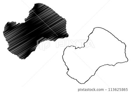 Lake Shikotsu (Japan, Hokkaido) map vector illustration, scribble sketch Shikotsu-ko map 113625865