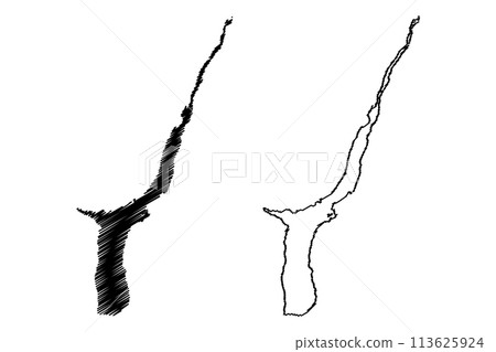 Lake Hawea (New Zealand, Oceania, South Island) map vector illustration, scribble sketch Hawea map 113625924