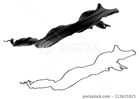 Lake Hornindalsvatnet (Kingdom of Norway) map vector illustration, scribble sketch map 113625925