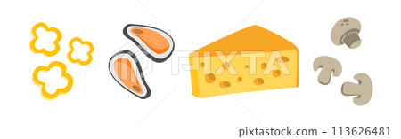 Pizza Cooking Ingredient Flat Item and Element Vector Set Pizza Cooking Ingredient Flat Item and Element Vector Set 113626481