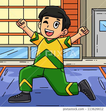 Cheerleading Boy Cheerleader Kneeling Colored  Cheerleading Boy Cheerleader Kneeling Colored  113626612