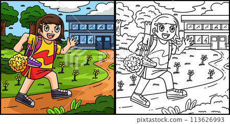 Cheerleading Girl Cheerleader Walking Illustration 113626993