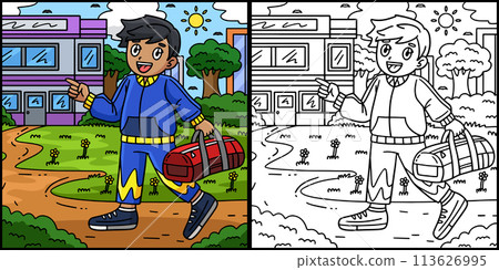 Cheerleading Boy Cheerleader Walking Illustration 113626995