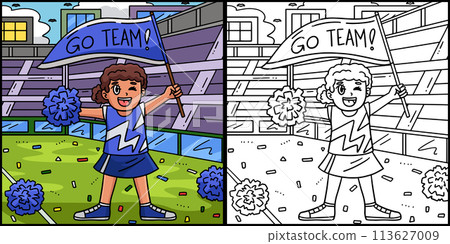 Cheerleading Girl Cheerleader Banner Illustration 113627009