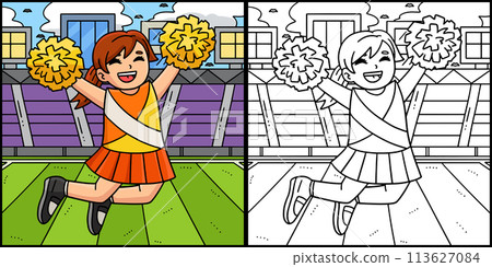Cheerleading Girl Cheerleader Jumping Illustration 113627084