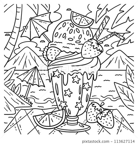 Ice Cream Shake Coloring Page for Kids 113627114