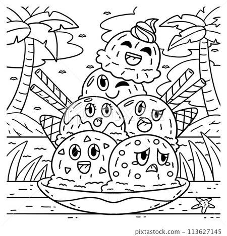 Ice Cream Tower Coloring Page for Kids 113627145