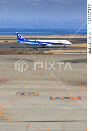 Passenger plane heading to the runway Jet plane Airport travel image Departure image 113627559