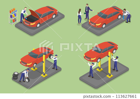 3D Isometric Flat Vector Illustration of Car Service, Professional Auto Diagnostic 3D Isometric Flat Vector Illustration of Car Service, Professional Auto Diagnostic 113627661