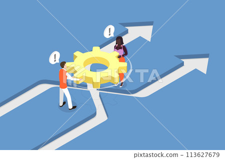 3D Isometric Flat Vector Illustration of Change Management, Business Transformation, Improvement and Adaptation 113627679