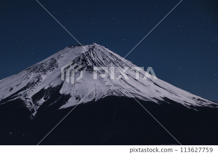 Snow-covered Mt. Fuji - Night view 113627759