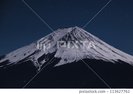 Snow-covered Mt. Fuji - Night view Snow-covered Mt. Fuji - Night view 113627762