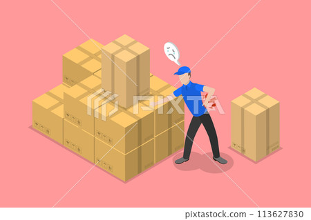 3D Isometric Flat Vector Illustration of Backache, Suffering from Chronic Back Pain 3D Isometric Flat Vector Illustration of Backache, Suffering from Chronic Back Pain 113627830
